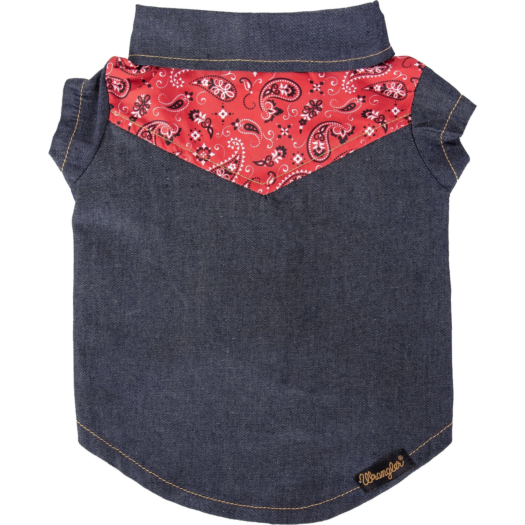 Wrangler Pattern Yoke Denim Dog Shirt, Dark Blue, Small