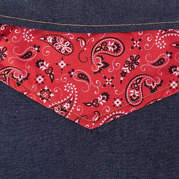 Show full view: Wrangler Pattern Yoke Denim Dog Shirt, Dark Blue, X-Large slide 7 of 9