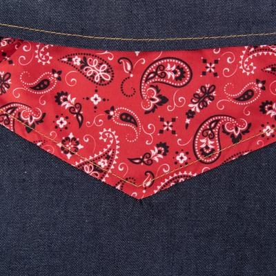 Show full view: Wrangler Pattern Yoke Denim Dog Shirt, Dark Blue, Small slide 8 of 10