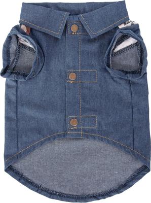 Show full view: Wrangler Pattern Yoke Denim Dog Shirt, Medium Blue, X-Small slide 3 of 9