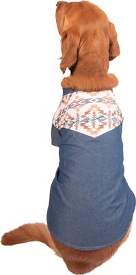 Show full view: Wrangler Pattern Yoke Denim Dog Shirt, Medium Blue, X-Small slide 4 of 9