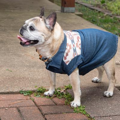 Show full view: Wrangler Pattern Yoke Denim Dog Shirt, Medium Blue, X-Small slide 9 of 9