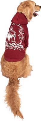 Show full view: Wrangler Long Live Cowboys Dog Hoodie, Dark Red, Small slide 3 of 6