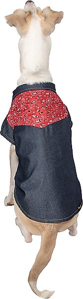 Show full view: Wrangler Pattern Yoke Denim Dog Shirt, Dark Blue, X-Large slide 4 of 9
