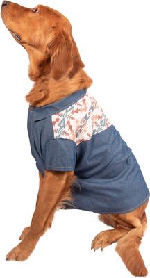 Show full view: Wrangler Pattern Yoke Denim Dog Shirt, Medium Blue, X-Small slide 6 of 9