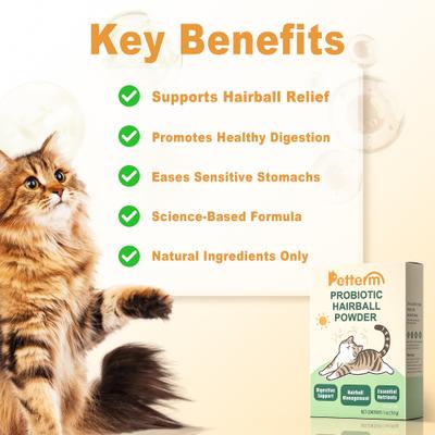 Show full view: Petterm Probiotic Hairball Control Powder for Cats, 15 count slide 6 of 10