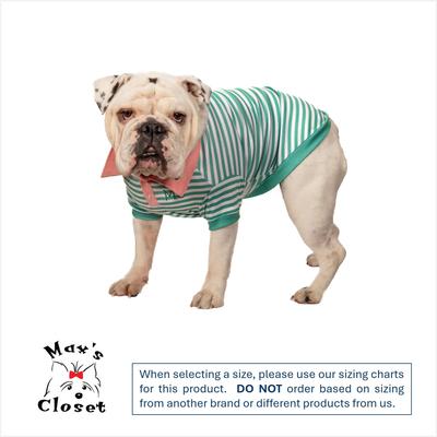 Show full view: Max's Closet Striped Dog Polo Shirt, Green/Gray, Small slide 2 of 7