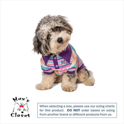 Show full view: Max's Closet Striped Dog Polo Shirt, Pink/Blue, X-Large slide 3 of 8