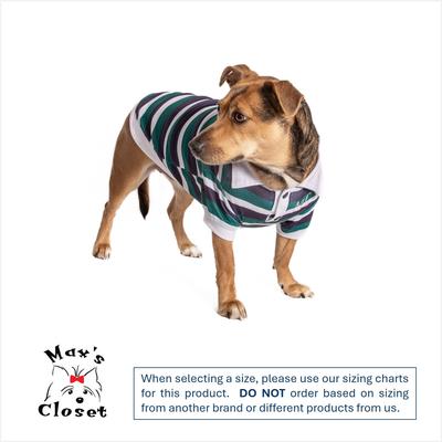 Show full view: Max's Closet Striped Dog Polo Shirt, Navy/Green, X-Small slide 2 of 7