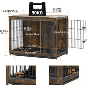 BingoPaw Modern Furniture Style End Table Dog Crate, 38-inch
