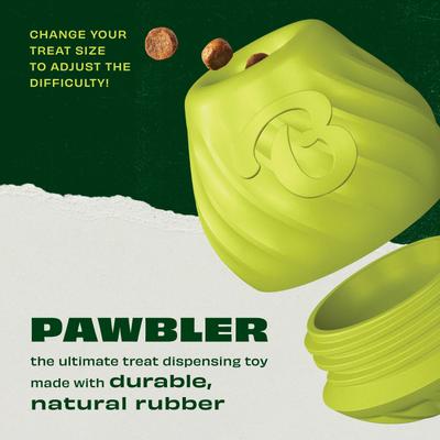 Show full view: Benebone Rubber Pawbler Treat Dispensing Dog Toy, Green slide 5 of 10