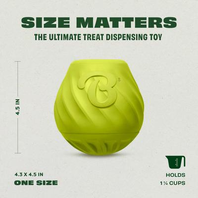 Show full view: Benebone Rubber Pawbler Treat Dispensing Dog Toy, Green slide 3 of 10