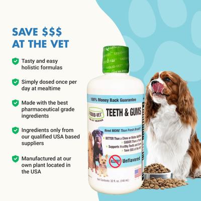 Show full view: Liquid-Vet Teeth & Gums Support Allergy-Friendly Unflavored Dog Supplement, 32-fl oz bottle slide 6 of 10