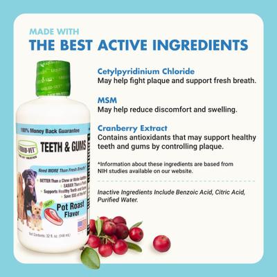 Show full view: Liquid-Vet Teeth & Gums Support Pot Roast Flavor Dog Supplement, 32-fl oz bottle slide 5 of 9