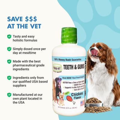 Show full view: Liquid-Vet Teeth & Gums Support Chicken Flavor Dog Supplement, 32-fl oz bottle slide 6 of 9