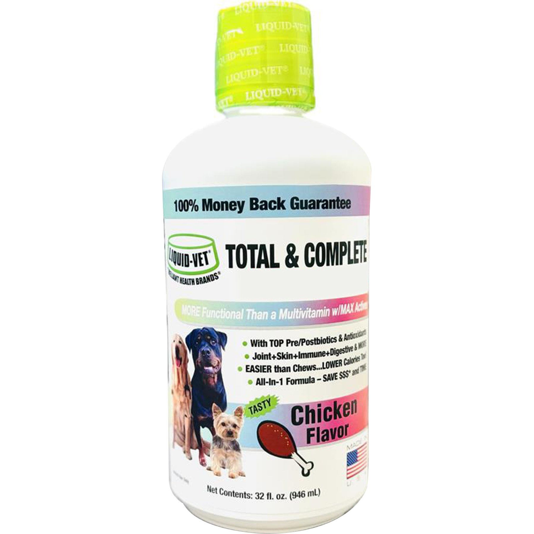 Liquid-Vet K9 Total & Complete Chicken Flavored Liquid Multi-Supplement for Dogs, 32-fl oz bottle