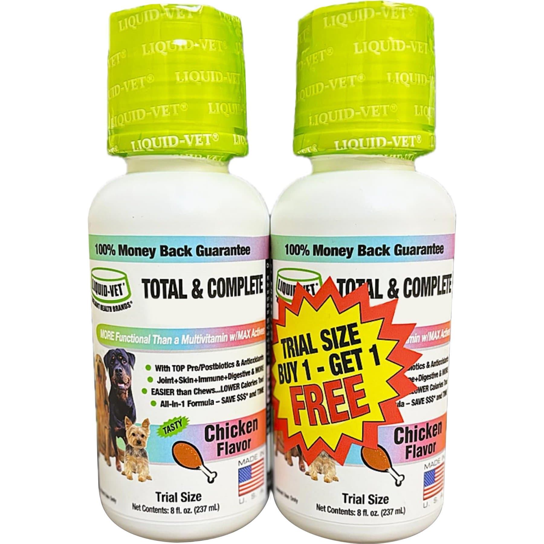 Liquid-Vet K9 Total & Complete Chicken Flavored Liquid Multi-Supplement for Dogs, 8-fl oz bottle, case of 2