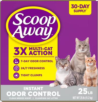 Show full view: Scoop Away Instant Odor Control Clean Breeze Scented Clumping Cat Litter, 25-lb box slide 9 of 11