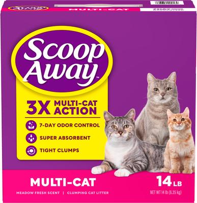 Show full view: Scoop Away Multi-Cat Meadow Fresh Scented Clumping Clay Cat Litter, 14-lb box slide 8 of 11