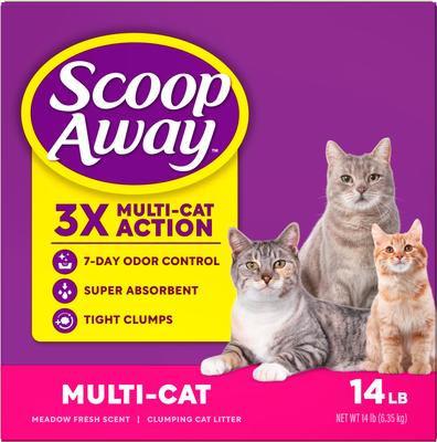 Show full view: Scoop Away Multi-Cat Meadow Fresh Scented Clumping Clay Cat Litter, 14-lb box slide 9 of 11