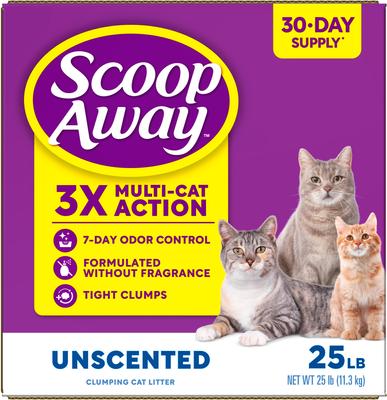 Show full view: Scoop Away Clumping Unscented Cat Litter, 25-lb box slide 9 of 11