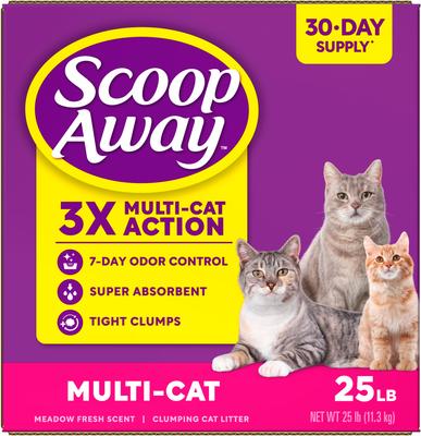 Show full view: Scoop Away Multi-Cat Meadow Fresh Scented Clumping Clay Cat Litter, 25-lb box slide 9 of 11