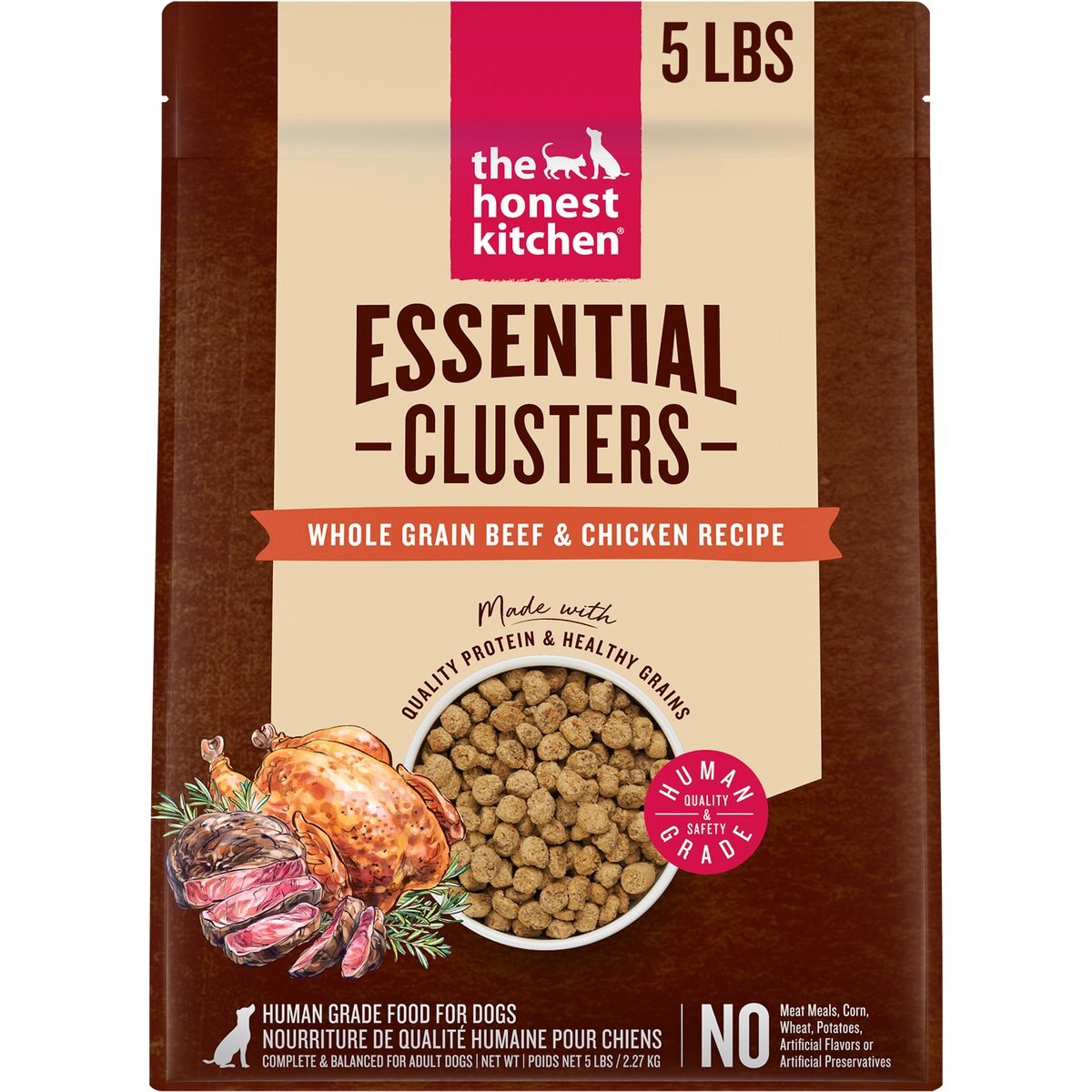 The Honest Kitchen Human Grade Essential Clusters Whole Grain Beef & Chicken Dry Dog Food, 5-lb bag