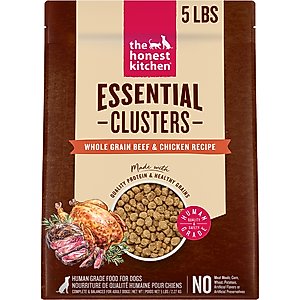 The Honest Kitchen Human Grade Essential Clusters Whole Grain Beef & Chicken Dry Dog Food, 5-lb bag