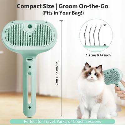 Show full view: VIVIPAL Self Cleaning Dog & Cat Hair Steam Brush, Green slide 8 of 10
