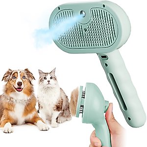 VIVIPAL Self Cleaning Dog & Cat Hair Steam Brush, Green