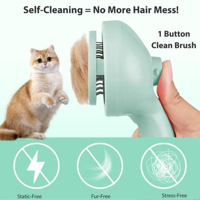 Show full view: VIVIPAL Self Cleaning Dog & Cat Hair Steam Brush, Green slide 5 of 10