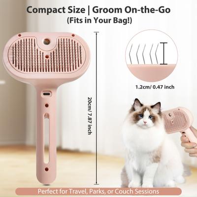 Show full view: VIVIPAL Self Cleaning Dog & Cat Hair Steam Brush, Pink slide 8 of 10