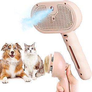 VIVIPAL Self Cleaning Dog & Cat Hair Steam Brush, Pink