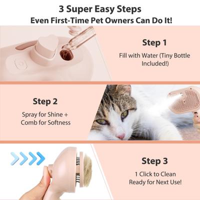 Show full view: VIVIPAL Self Cleaning Dog & Cat Hair Steam Brush, Pink slide 6 of 10
