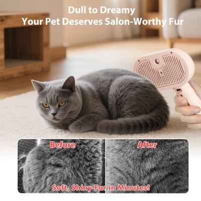 Show full view: VIVIPAL Self Cleaning Dog & Cat Hair Steam Brush, Pink slide 7 of 10