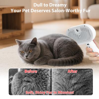 Show full view: VIVIPAL Self Cleaning Dog & Cat Hair Steam Brush, White slide 7 of 10