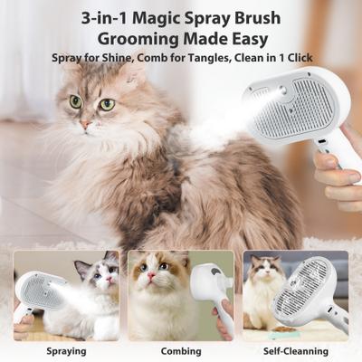 Show full view: VIVIPAL Self Cleaning Dog & Cat Hair Steam Brush, White slide 2 of 10