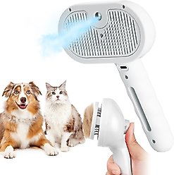 VIVIPAL Self Cleaning Dog & Cat Hair Steam Brush, White