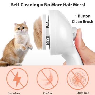 Show full view: VIVIPAL Self Cleaning Dog & Cat Hair Steam Brush, White slide 5 of 10