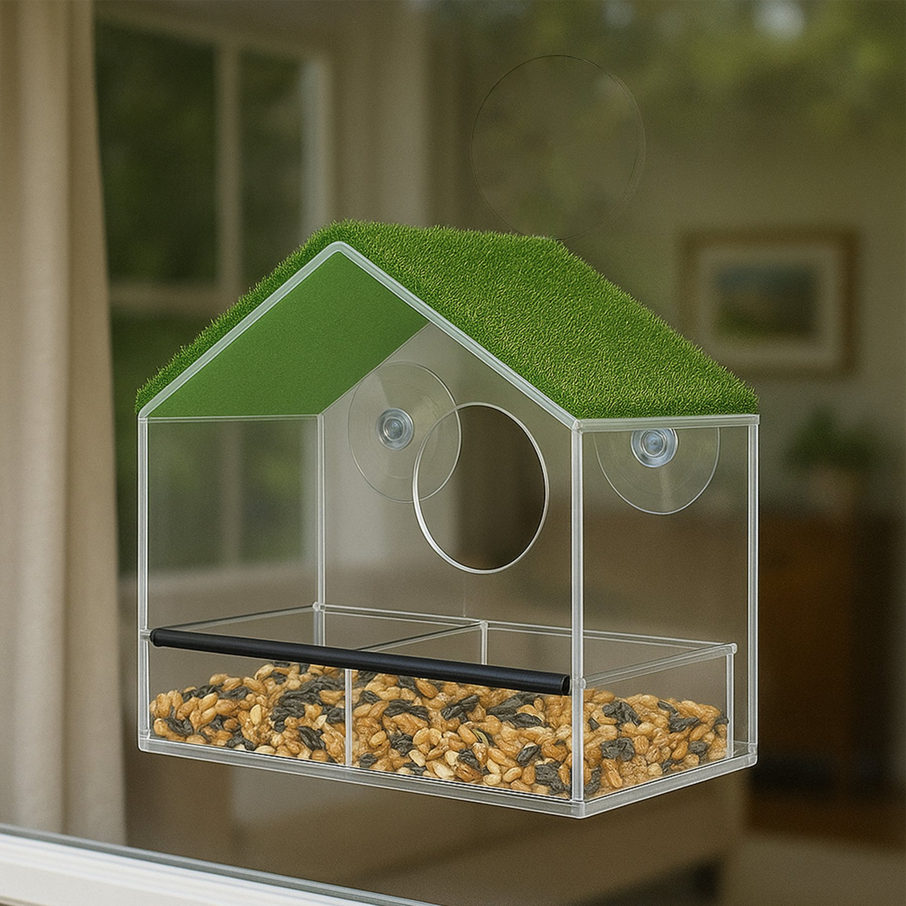 KNUTI House Shaped Window Bird Feeder