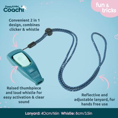Show full view: Coachi Puppy & Mini Whizzclick Dog Training Clicker & Whistle, Teal & Mint slide 4 of 7