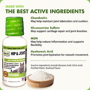 Liquid-Vet Hip & Joint Support Allergy-Friendly Unflavored Cat Supplement, 8-fl oz bottle