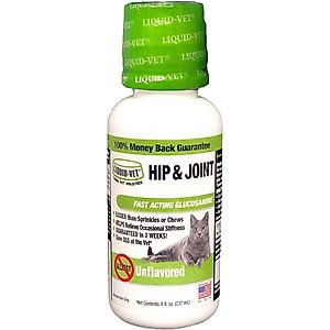 Liquid-Vet Hip & Joint Support Allergy-Friendly Unflavored Cat Supplement, 8-fl oz bottle