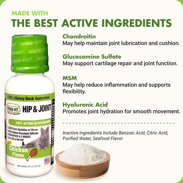 Liquid-Vet Hip & Joint Support Chicken Flavor Cat Supplement, 8-fl oz bottle