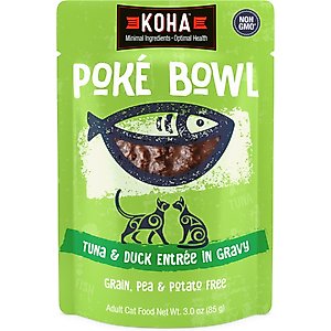 KOHA Poké Bowl Tuna & Duck Entrée in Gravy Wet Cat Food, 3-oz pouch, case of 12