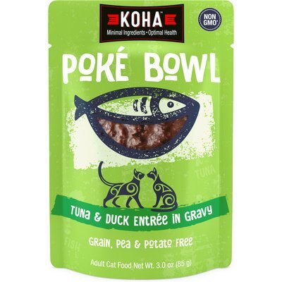 KOHA KOHA Poké Bowl Tuna & Duck Entrée in Gravy Wet Cat Food, 3-oz pouch, case of 12