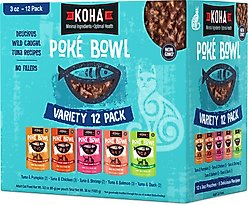 KOHA Poké Bowl Variety Pack Wet Cat Food, 3-oz pouch, case of 12
