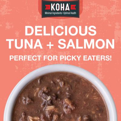 Show full view: KOHA Poké Bowl Tuna & Salmon Entrée in Gravy Wet Cat Food, 3-oz pouch, case of 12 slide 3 of 8