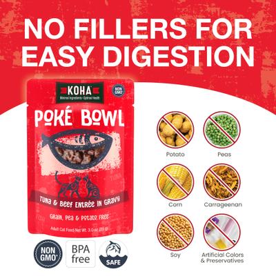Show full view: KOHA Poké Bowl Tuna & Beef Entrée in Gravy Wet Cat Food, 3-oz pouch, case of 12 slide 5 of 8