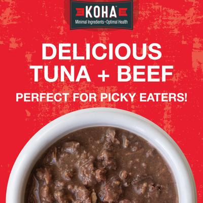 Show full view: KOHA Poké Bowl Tuna & Beef Entrée in Gravy Wet Cat Food, 3-oz pouch, case of 12 slide 3 of 8